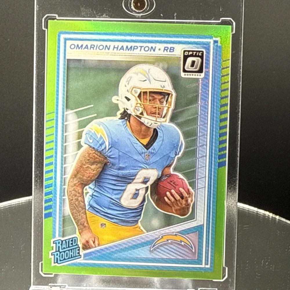 2025 Panini Donruss Optic Omarion Hampton #212 Rated Rookie Green Prizm /50